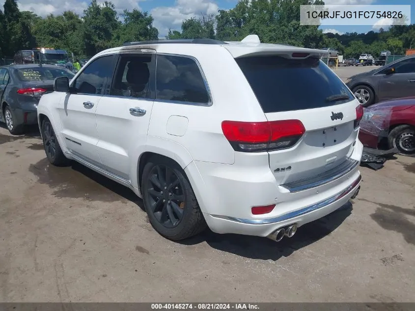 2015 Jeep Grand Cherokee Summit VIN: 1C4RJFJG1FC754826 Lot: 40145274