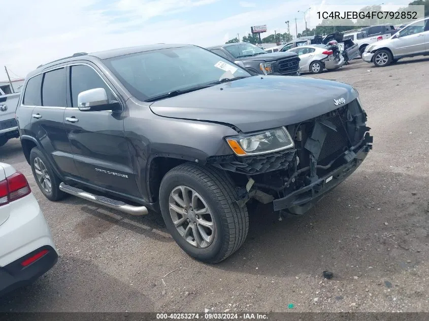 2015 Jeep Grand Cherokee Limited VIN: 1C4RJEBG4FC792852 Lot: 40253274