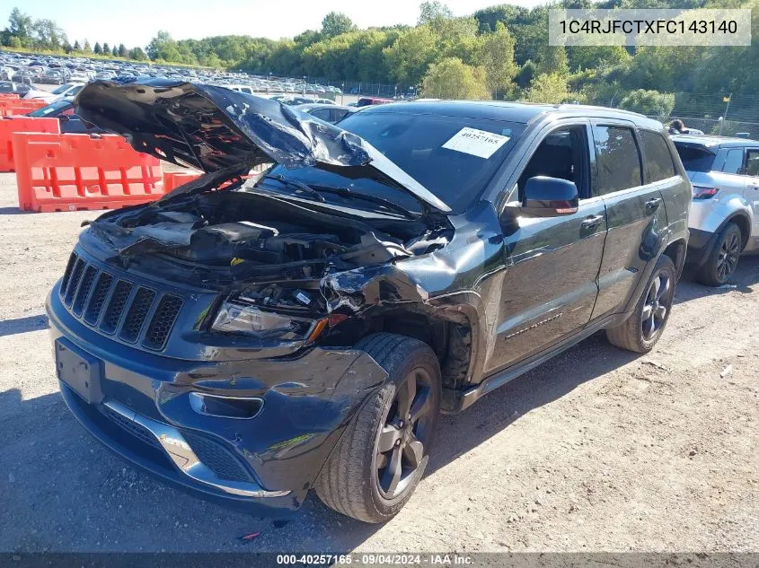 2015 Jeep Grand Cherokee Overland VIN: 1C4RJFCTXFC143140 Lot: 40257165