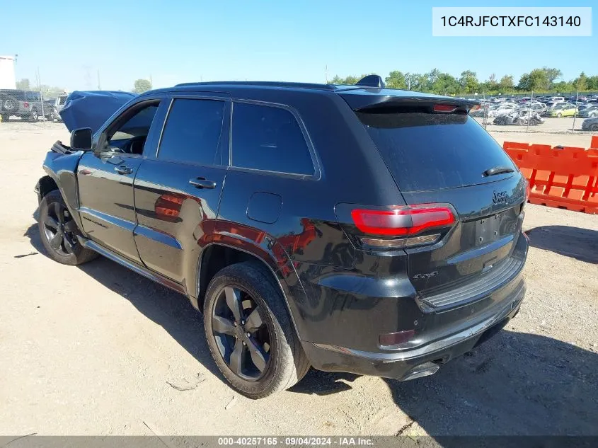 2015 Jeep Grand Cherokee Overland VIN: 1C4RJFCTXFC143140 Lot: 40257165