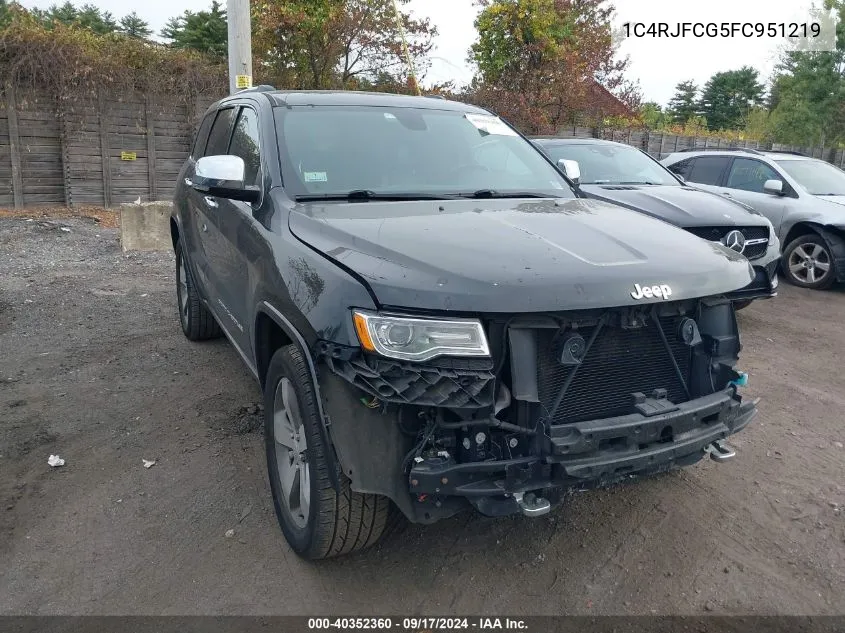 2015 Jeep Grand Cherokee Overland VIN: 1C4RJFCG5FC951219 Lot: 40352360