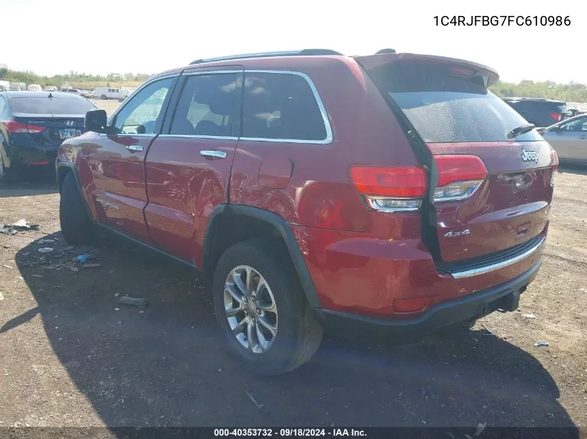 1C4RJFBG7FC610986 2015 Jeep Grand Cherokee Limited