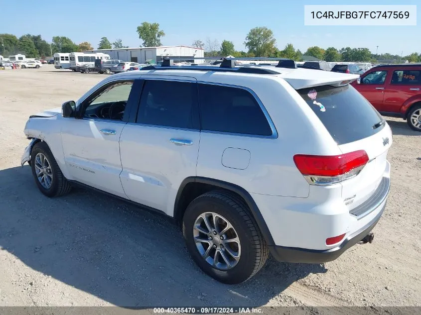 2015 Jeep Grand Cherokee Limited VIN: 1C4RJFBG7FC747569 Lot: 40365470