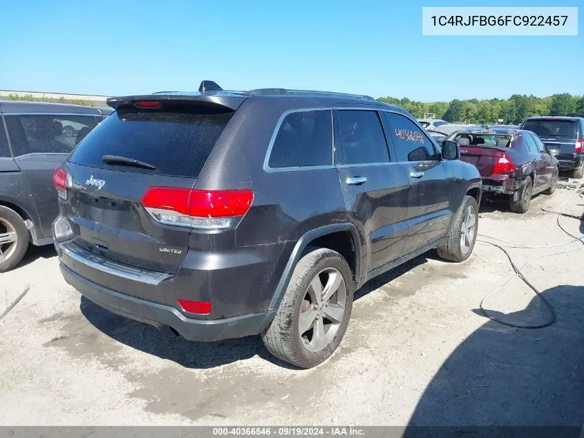 2015 Jeep Grand Cherokee Limited VIN: 1C4RJFBG6FC922457 Lot: 40366546