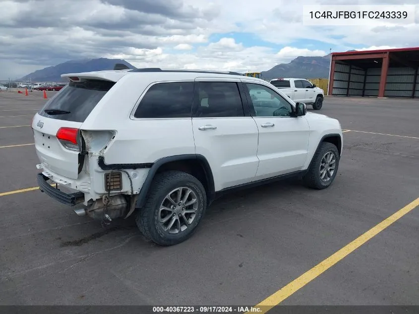 2015 Jeep Grand Cherokee Limited VIN: 1C4RJFBG1FC243339 Lot: 40367223