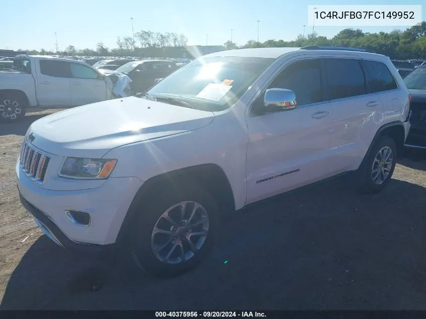 2015 Jeep Grand Cherokee Limited VIN: 1C4RJFBG7FC149952 Lot: 40375956