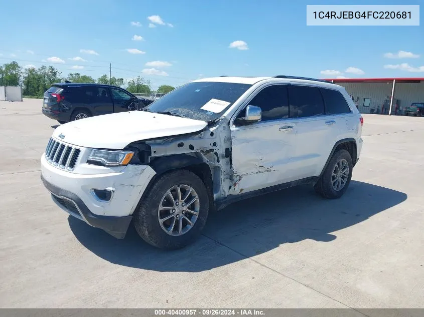 2015 Jeep Grand Cherokee Limited VIN: 1C4RJEBG4FC220681 Lot: 40400957