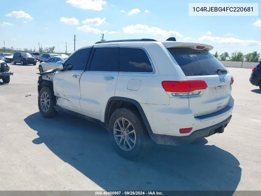 2015 Jeep Grand Cherokee Limited VIN: 1C4RJEBG4FC220681 Lot: 40400957