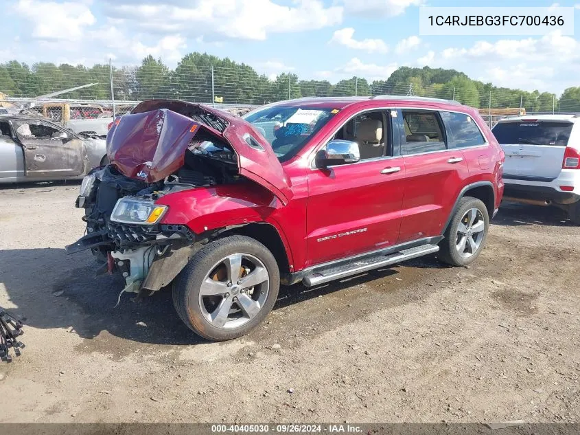 2015 Jeep Grand Cherokee Limited VIN: 1C4RJEBG3FC700436 Lot: 40405030