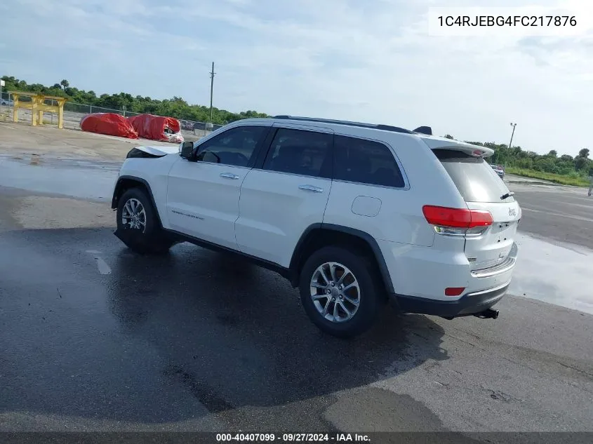 2015 Jeep Grand Cherokee Limited VIN: 1C4RJEBG4FC217876 Lot: 40407099