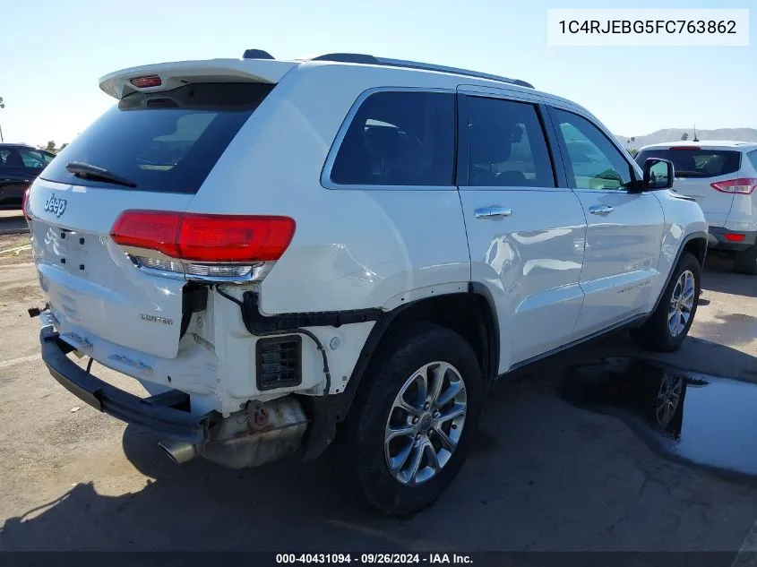 2015 Jeep Grand Cherokee Limited VIN: 1C4RJEBG5FC763862 Lot: 40431094