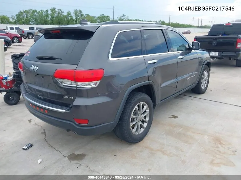 2015 Jeep Grand Cherokee Limited VIN: 1C4RJEBG5FC217546 Lot: 40443648