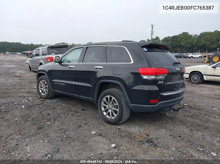 2015 Jeep Grand Cherokee Limited VIN: 1C4RJEBG0FC765387 Lot: 40446142