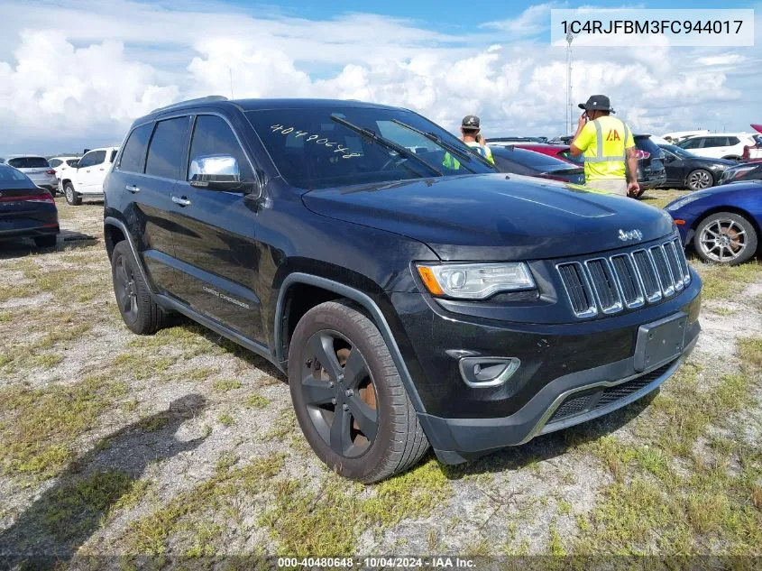 2015 Jeep Grand Cherokee Limited VIN: 1C4RJFBM3FC944017 Lot: 40480648