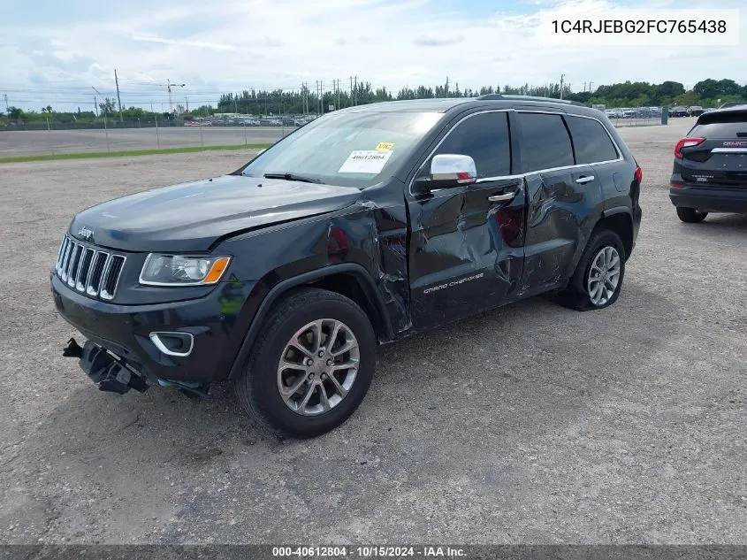 2015 Jeep Grand Cherokee Limited VIN: 1C4RJEBG2FC765438 Lot: 40612804