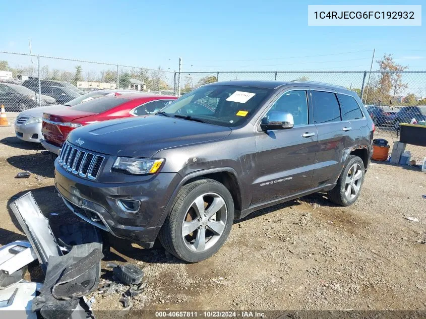 2015 Jeep Grand Cherokee Overland VIN: 1C4RJECG6FC192932 Lot: 40657811