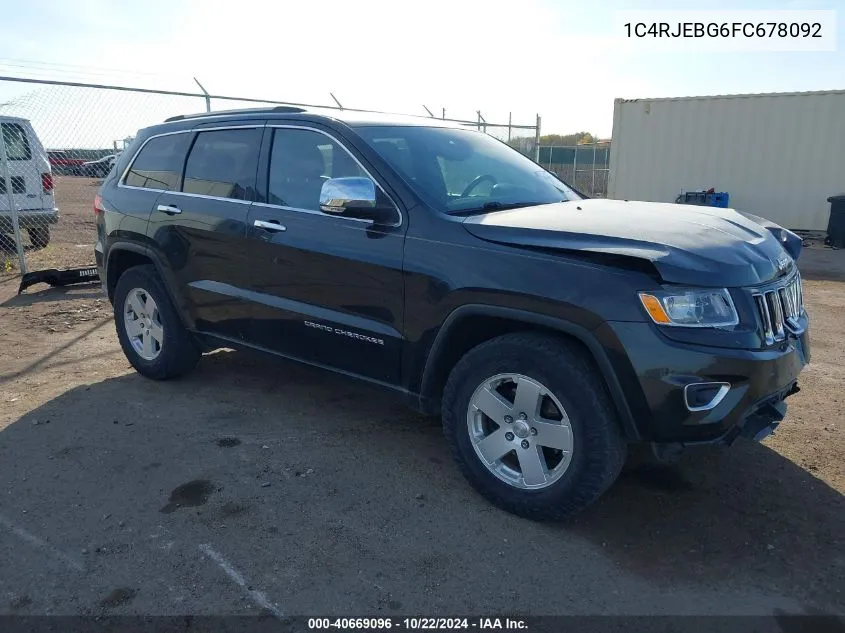 2015 Jeep Grand Cherokee Limited VIN: 1C4RJEBG6FC678092 Lot: 40669096