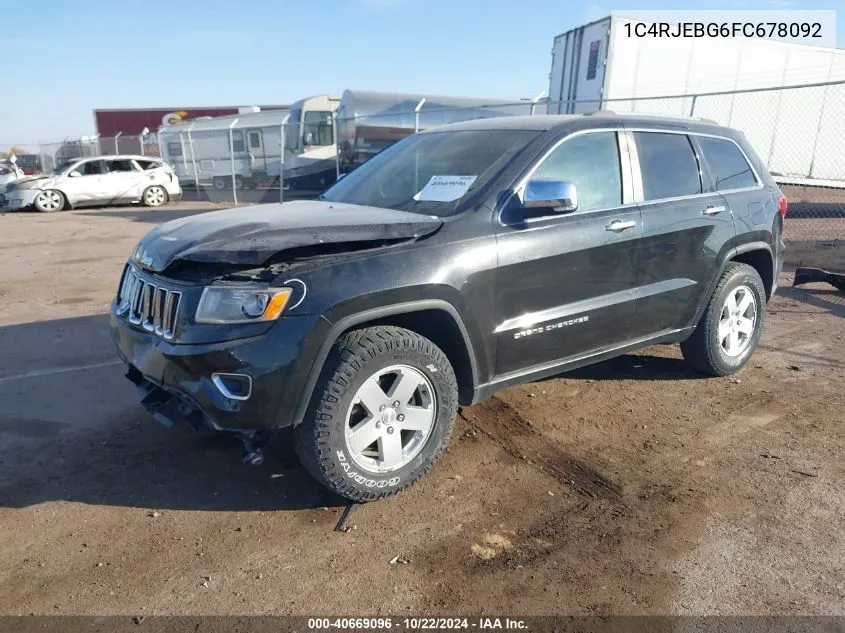 2015 Jeep Grand Cherokee Limited VIN: 1C4RJEBG6FC678092 Lot: 40669096