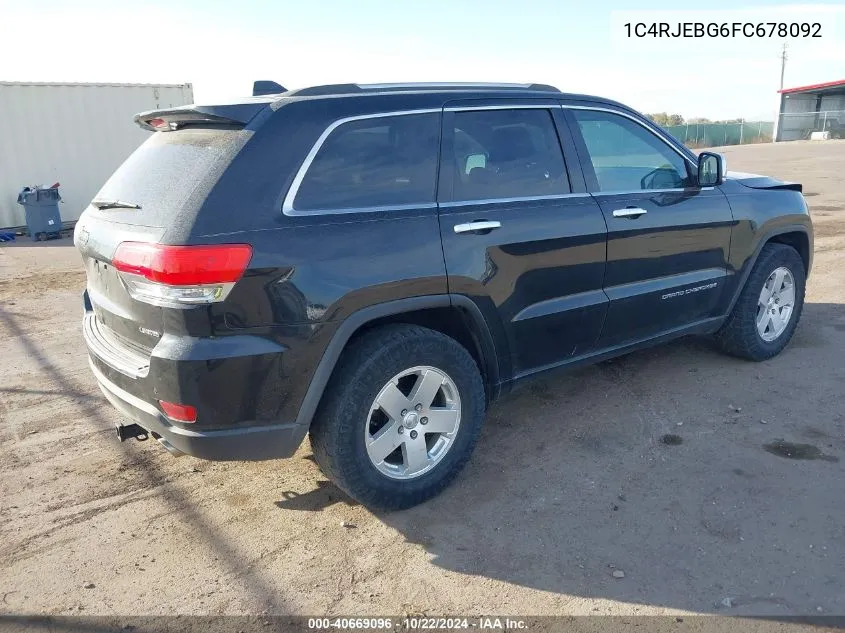 2015 Jeep Grand Cherokee Limited VIN: 1C4RJEBG6FC678092 Lot: 40669096