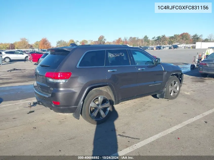 2015 Jeep Grand Cherokee Overland VIN: 1C4RJFCGXFC831156 Lot: 40686692