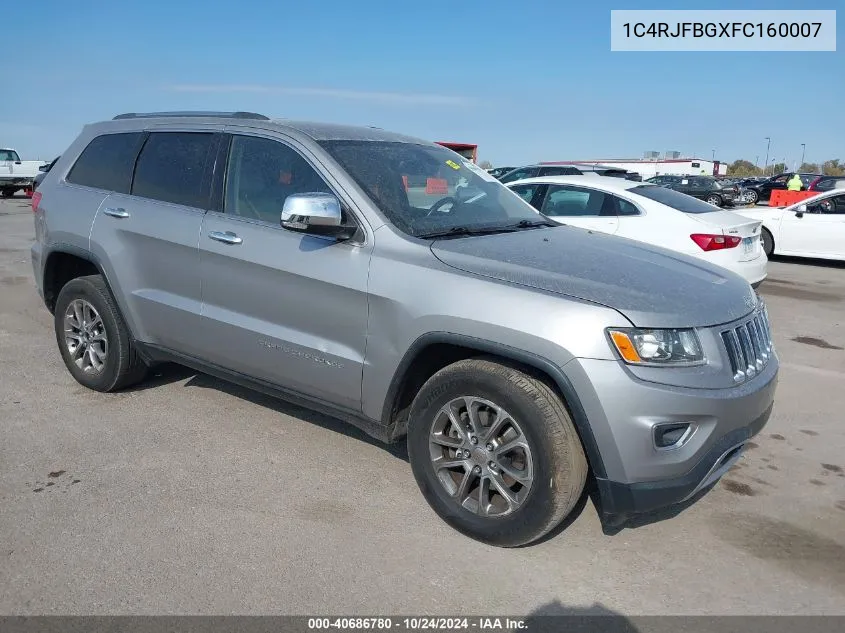 2015 Jeep Grand Cherokee Limited VIN: 1C4RJFBGXFC160007 Lot: 40686780