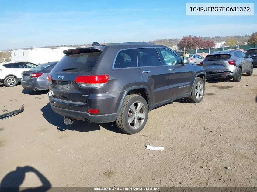 2015 Jeep Grand Cherokee Limited VIN: 1C4RJFBG7FC631322 Lot: 40716714