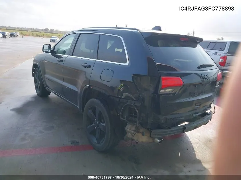 2015 Jeep Grand Cherokee Altitude VIN: 1C4RJFAG3FC778898 Lot: 40731797