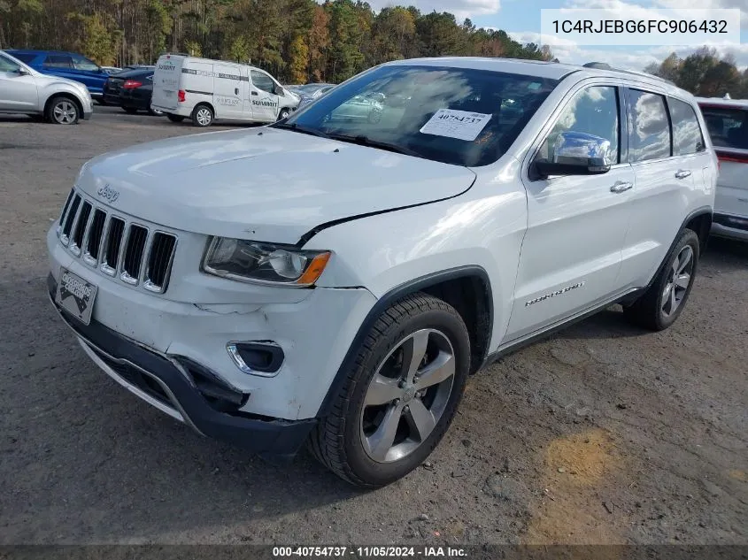 2015 Jeep Grand Cherokee Limited VIN: 1C4RJEBG6FC906432 Lot: 40754737