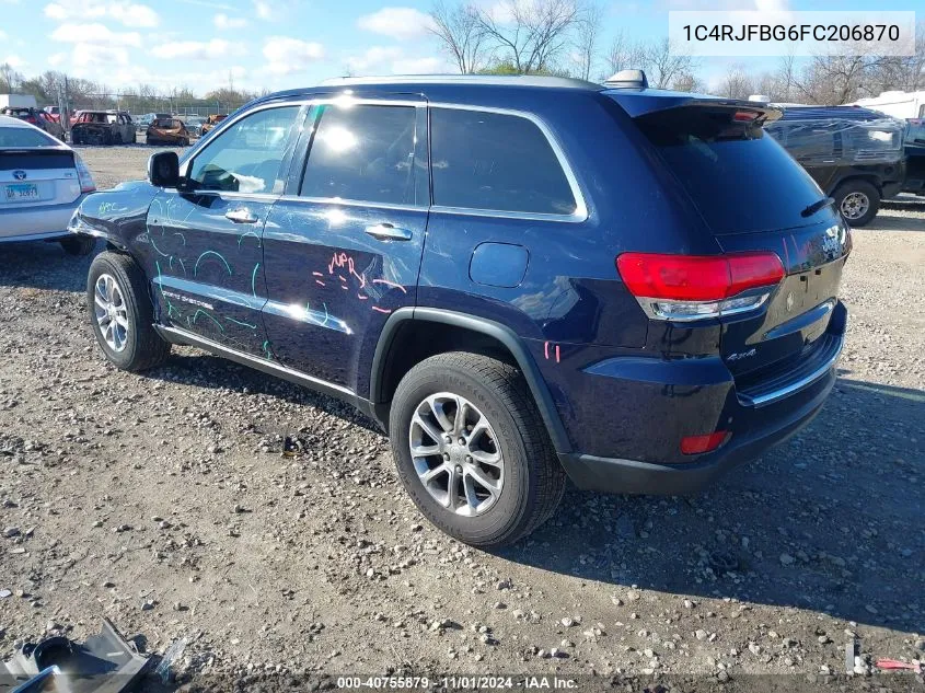 2015 Jeep Grand Cherokee Limited VIN: 1C4RJFBG6FC206870 Lot: 40755879