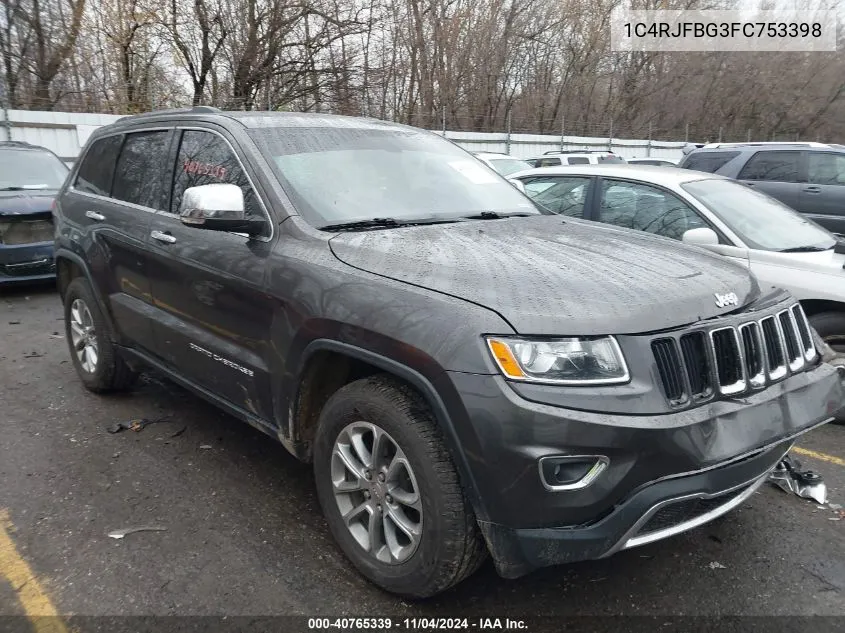 2015 Jeep Grand Cherokee Limited VIN: 1C4RJFBG3FC753398 Lot: 40765339