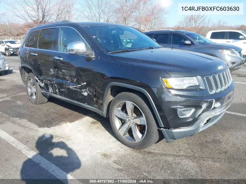 2015 Jeep Grand Cherokee Limited VIN: 1C4RJFBGXFC603630 Lot: 40767992