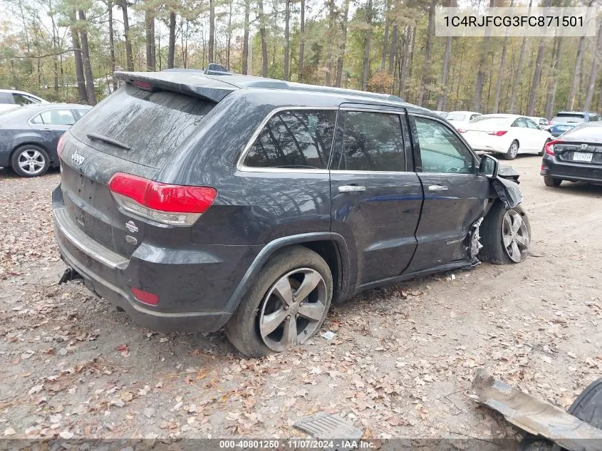 2015 Jeep Grand Cherokee Overland VIN: 1C4RJFCG3FC871501 Lot: 40801250