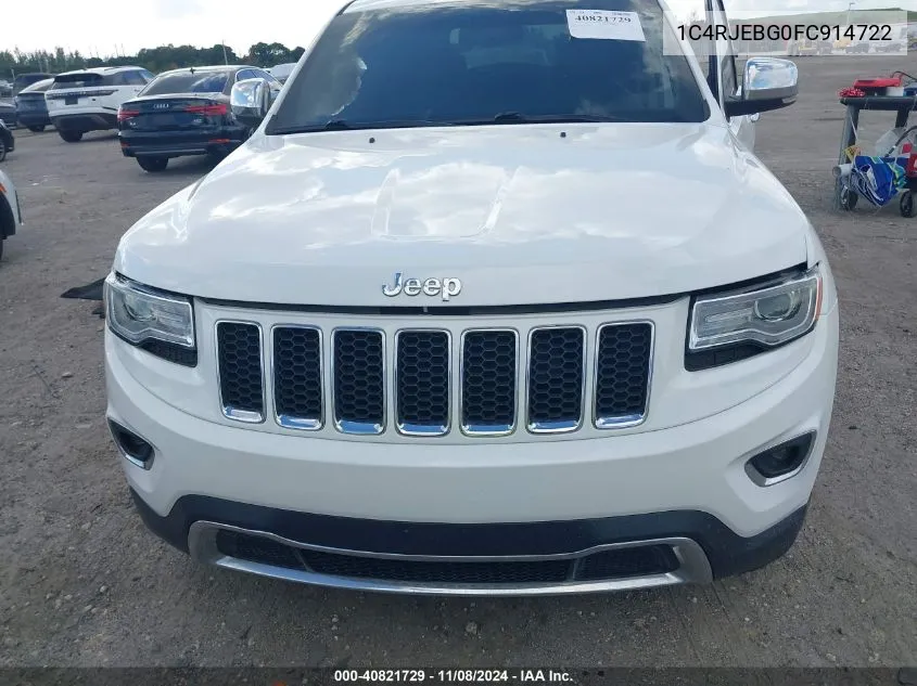 2015 Jeep Grand Cherokee Limited VIN: 1C4RJEBG0FC914722 Lot: 40821729