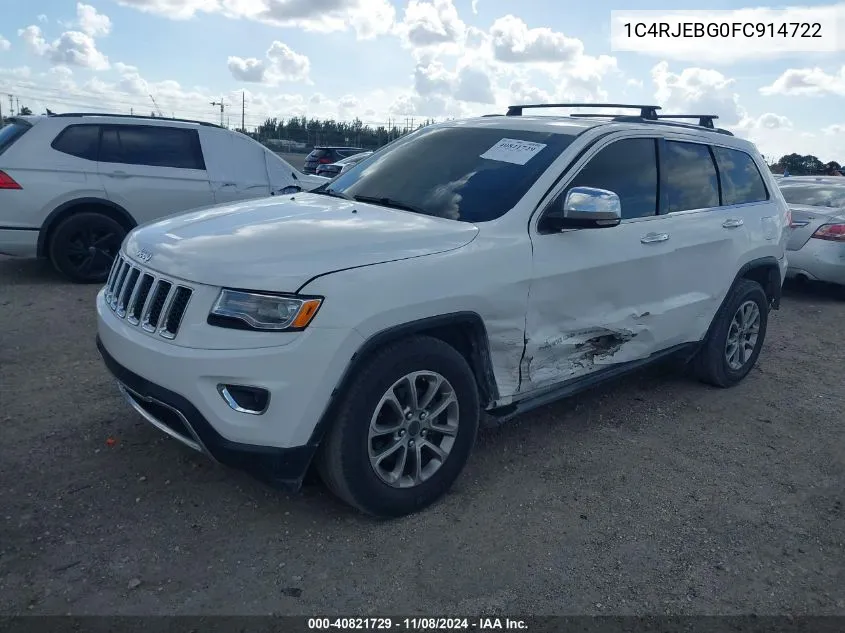 2015 Jeep Grand Cherokee Limited VIN: 1C4RJEBG0FC914722 Lot: 40821729