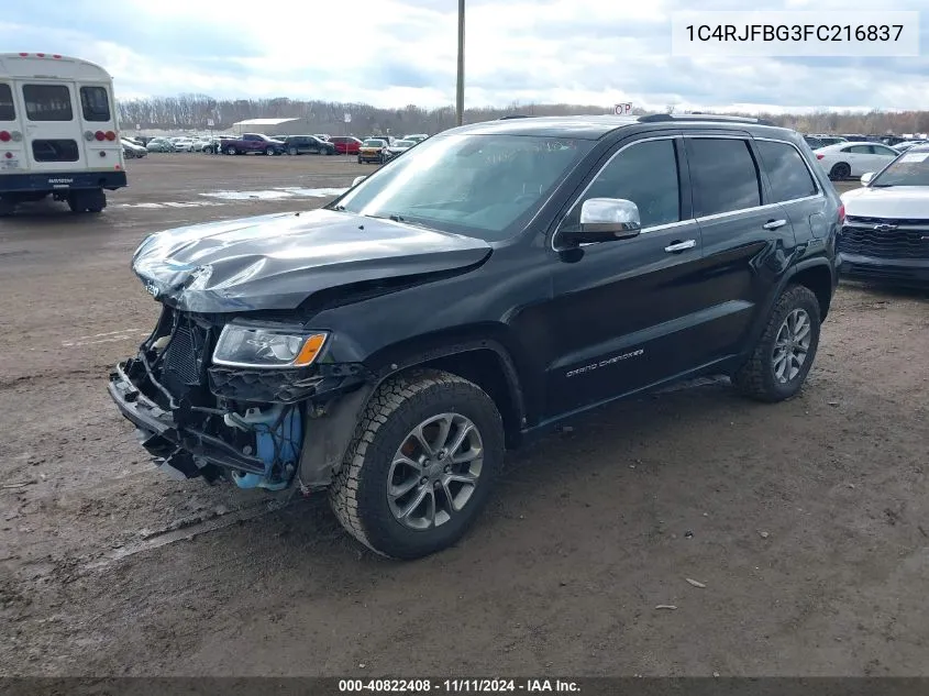 2015 Jeep Grand Cherokee Limited VIN: 1C4RJFBG3FC216837 Lot: 40822408