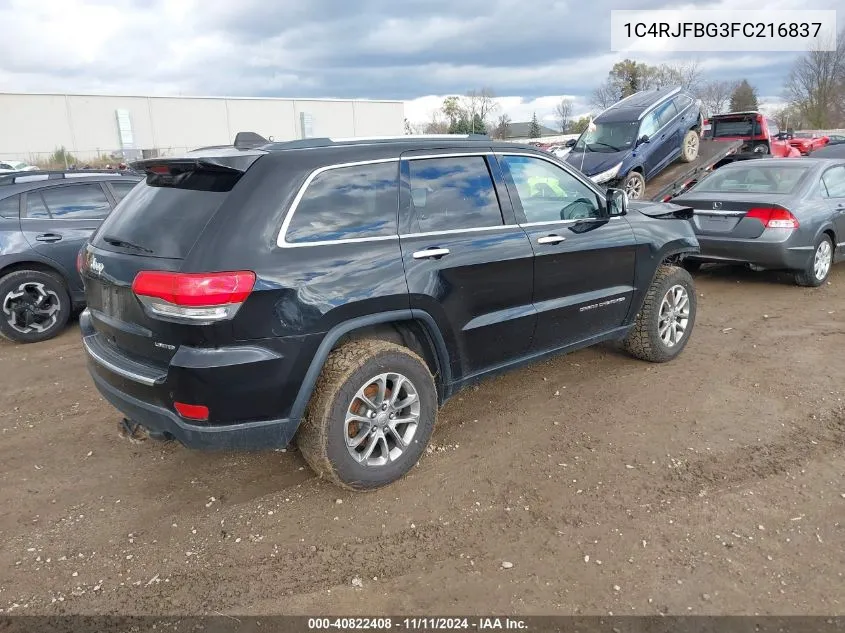 2015 Jeep Grand Cherokee Limited VIN: 1C4RJFBG3FC216837 Lot: 40822408