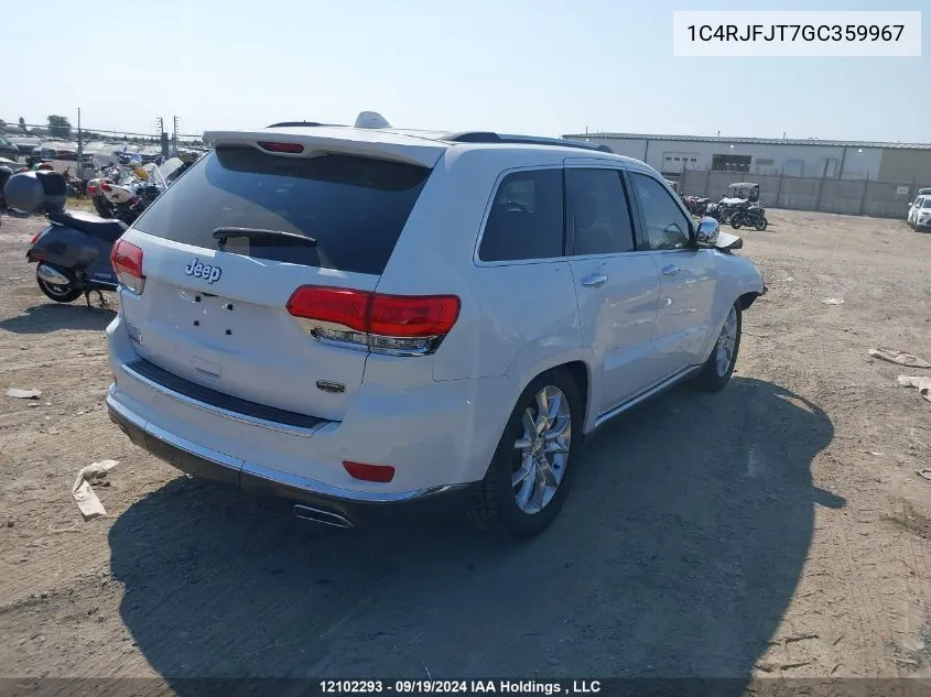 2016 Jeep Grand Cherokee Summit VIN: 1C4RJFJT7GC359967 Lot: 12102293