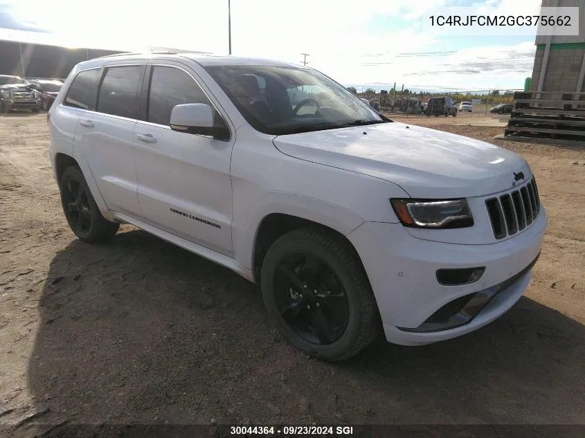 2016 Jeep Grand Cherokee Overland VIN: 1C4RJFCM2GC375662 Lot: 30044364