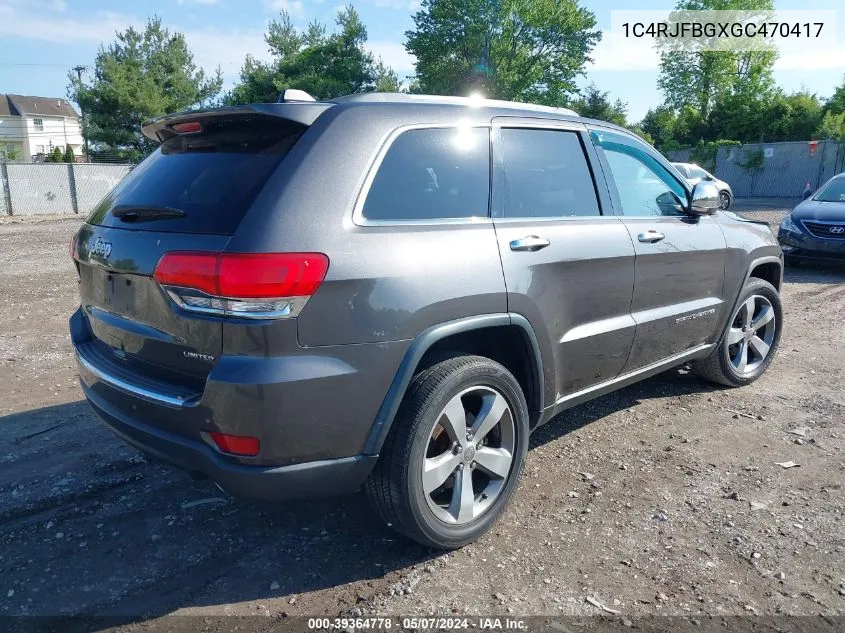 2016 Jeep Grand Cherokee Limited VIN: 1C4RJFBGXGC470417 Lot: 39364778