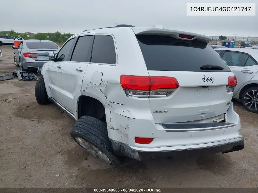 2016 Jeep Grand Cherokee Summit VIN: 1C4RJFJG4GC421747 Lot: 39540553