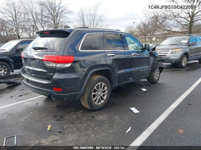 2016 Jeep Grand Cherokee Limited VIN: 1C4RJFBG1GC422059 Lot: 39672958