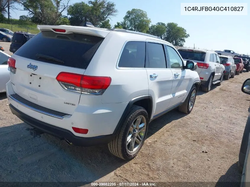 2016 Jeep Grand Cherokee Limited VIN: 1C4RJFBG4GC410827 Lot: 39882205