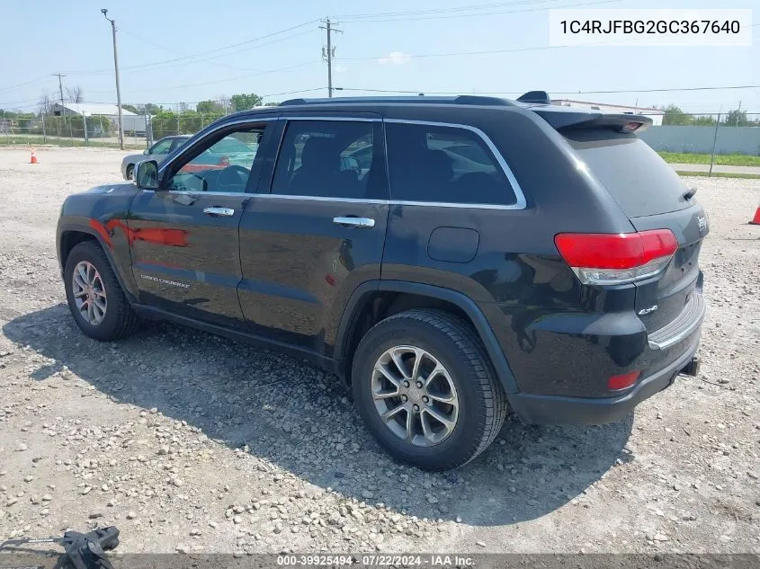 2016 Jeep Grand Cherokee Limited VIN: 1C4RJFBG2GC367640 Lot: 39925494