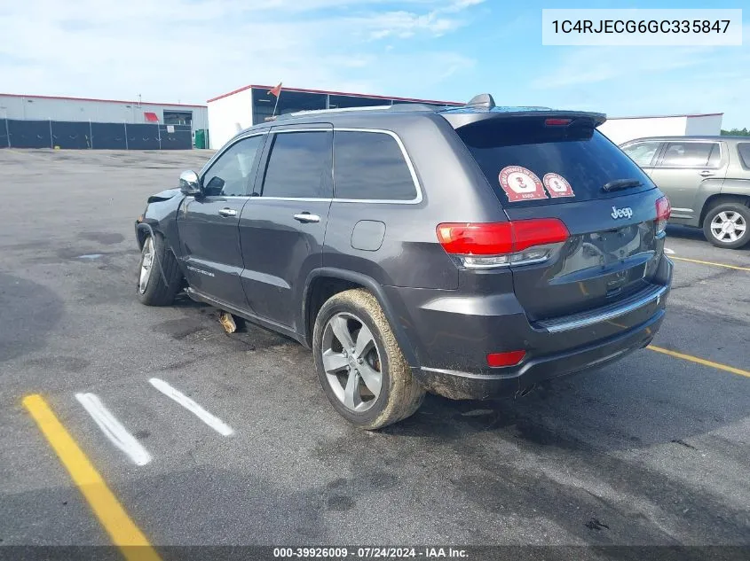 2016 Jeep Grand Cherokee Overland VIN: 1C4RJECG6GC335847 Lot: 39926009