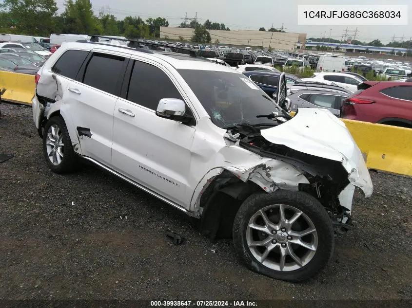 2016 Jeep Grand Cherokee Summit VIN: 1C4RJFJG8GC368034 Lot: 39938647