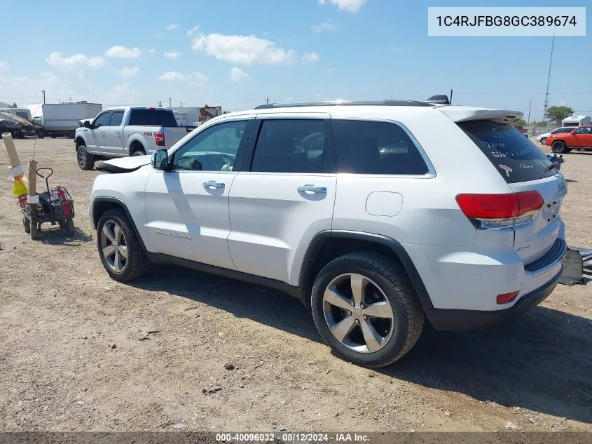 2016 Jeep Grand Cherokee Limited VIN: 1C4RJFBG8GC389674 Lot: 40096032