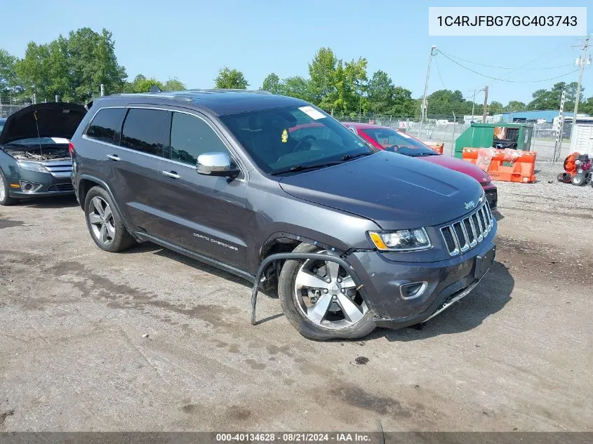 2016 Jeep Grand Cherokee Limited VIN: 1C4RJFBG7GC403743 Lot: 40134628