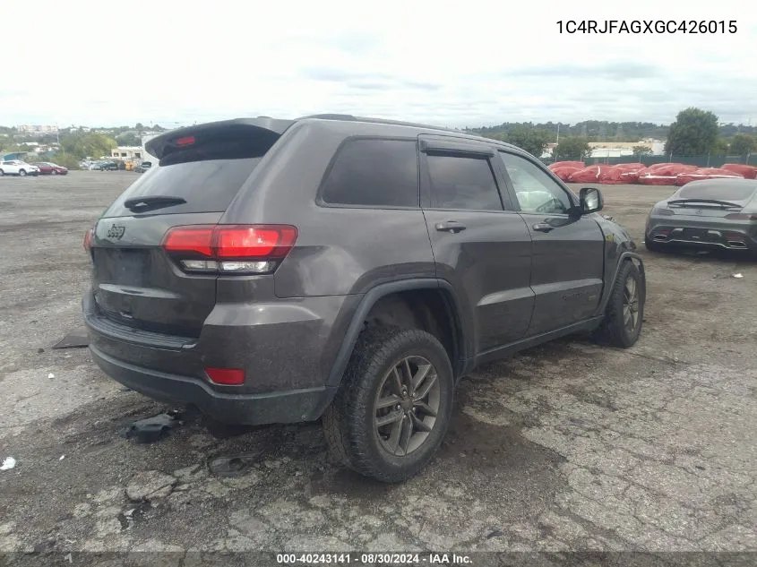 2016 Jeep Grand Cherokee 75Th Anniversary VIN: 1C4RJFAGXGC426015 Lot: 40243141