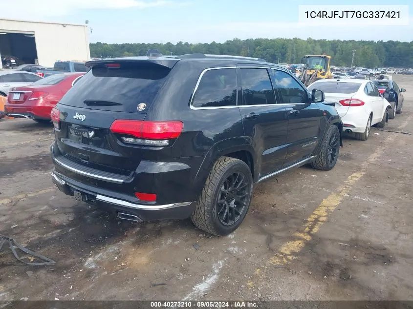 2016 Jeep Grand Cherokee Summit VIN: 1C4RJFJT7GC337421 Lot: 40273210