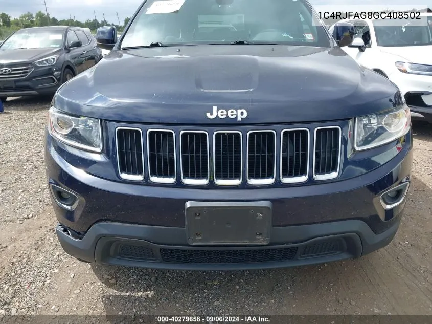 2016 Jeep Grand Cherokee Laredo VIN: 1C4RJFAG8GC408502 Lot: 40279658